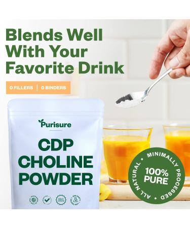 Purisure CDP Choline Powder, 10g, CDP Choline Supplements That Support Attention, Focus, and Energy, Citicoline Powder for Cognitive Function, Increases Motivation and Productivity, 40 Servings 0.35 Ounce (Pack of 1) - Buy Online on GoSupps.com