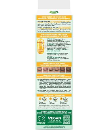 Garnier Brightening Eye Cream with Vitamin C Reduces the Appearance of Dark Circles and Fine Lines for Well-Rested Brighter More Radiant Skin Garnier SkinActive - 15ml - Buy Online on GoSupps.com