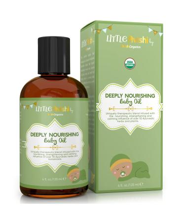 USDA Organic Baby Oil | Nutrient-Dense With 12 Healing, Clarifying & Soothing Herbs | Natural Adaptogenic Baby Massage Oil Reduces Fussiness & Calms Chaotic Skin | Ayurvedic & Fragrance-free