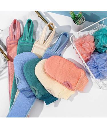 Hoshen Double-Sided Bathing Tool Set - 3-Piece Bath Ball, Back Strip, Glove, and Flower in Pink - Buy Online on GoSupps.com
