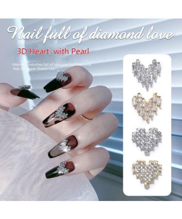 Nail Art Glitter Sweet Nail Jewelry Pendants 3D Heart with Pearl Alloy Nail Rhinestones(2008) Style2008 - Buy Online on GoSupps.com