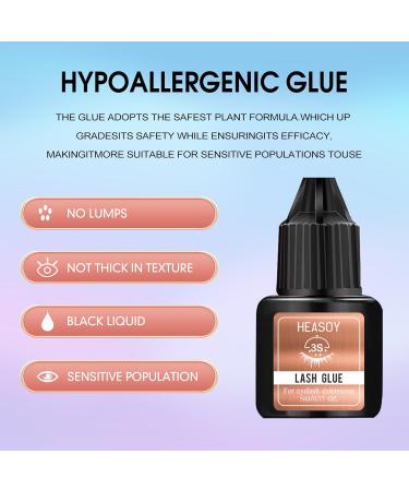 Eyelash Extension Glue by Heasoy - Extra Strong 5ml | 3 Sec Drying | 7 Weeks Retention | Black Adhesive for Self & Professional Use - Buy Online on GoSupps.com