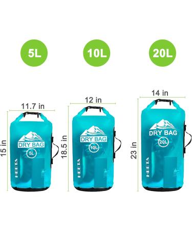 HEETA Waterproof Dry Bag 5L Blue - Lightweight Roll Top Backpack for Travel, Swimming, Boating - Phone Case Included - Buy Online on GoSupps.com