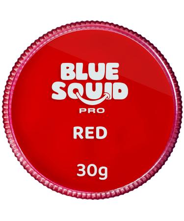 Blue Squid PRO Face Paint - Classic Red (30gm)  Professional Water Based Single Cake Face & Body Paint Makeup Supplies for Adults Kids Halloween Facepaint SFX Water Activated Face Painting Non Toxic
