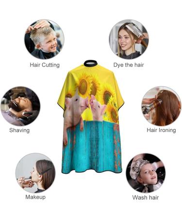 Funny Pig Hanging on Fence Haircut Cape | Water Resistant Salon Gown for Men & Women | Perfect Hairdresser Styling Accessory - Buy Online on GoSupps.com