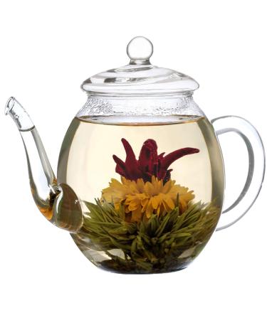 Creano 2x Tea Flower Gift Set - Blooming Tea with 500ml Glass Jugs & Assorted Green & White Teas - Perfect Gift for Tea Lovers - Buy Online on GoSupps.com