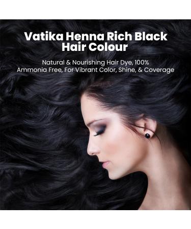 Vatika Henna Hair Colour Rich Black 100% Ammonia Free 6 x 10g Sachtes - 60g Black 10 g (Pack of 6) - Buy Online on GoSupps.com