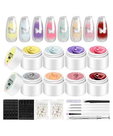 G n rique Hollow Stickers - Pat Email In Gel | Gradient Gel For Manicure Paint - Nail Design Palette 8 Colors Creative Accessories Manicure Colors