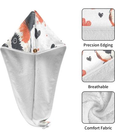 Panda Red Heart Hair Towel 2 Pack | Super Absorbent Quick Dry Turbans for Women & Girls - Buy Online on GoSupps.com