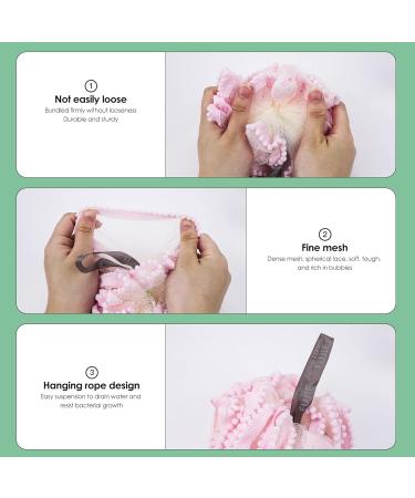 Buy Pink Loofah Shower Balls - Soft Body Wash Scrubber & Bath Accessories (2Pcs) for Effortless Cleaning - Buy Online on GoSupps.com
