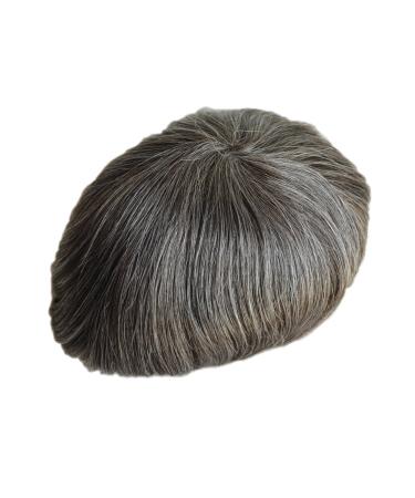 Airao All Lace Toupe for Men - Natural-Looking Hair Replacement Bleached Knot Indian Human Hair #1B50 (Off Black & 50% White) - Buy Online on GoSupps.com