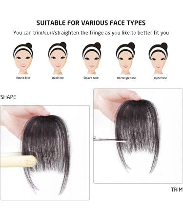 2 pieces of bangs wig clip natural fake bangs fake bangs real hair hair bangs female hair accessories brown-black + light brown with 1 comb - Buy Online on GoSupps.com