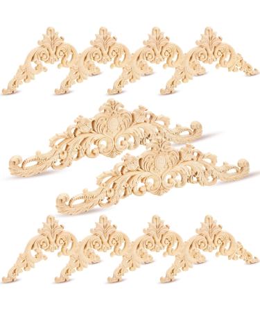 Yalikop Wood Appliques Onlays Decorative Wood Applique DIY Wood Appliques and Onlays for Furniture Long Wood Carved Onlay for Bed Door Cabinet Wardrobe Furniture Decoration(10 Pieces Small Size) 10 Small Size