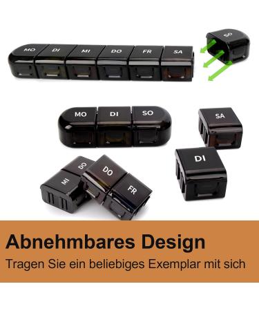 7-Day Pill Organizer Box - Moisture-Resistant Tablet Case with 7 Compartments for Travel & Home - Black - Buy Online on GoSupps.com