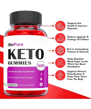 Biopure Keto ACV Gummies - Vegan Formula for Weight Loss with Apple Cider Vinegar and Vitamin B12 (60 Gummies) - Buy Online on GoSupps.com