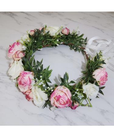 DreamLily Boho Wedding Floral Crown Maternity Woodland Photo Shoot Peony Flower Girl Crown Hair Wreath - Blush DFS27 - Buy Online on GoSupps.com