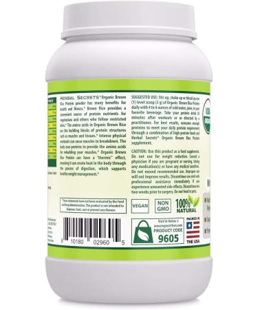Herbal Secrets Organic Brown Rice Protein Powder - 3 lbs (Non-GMO) | Unflavored, Supports Muscle Recovery & Healthy Weight Management - Buy Online on GoSupps.com