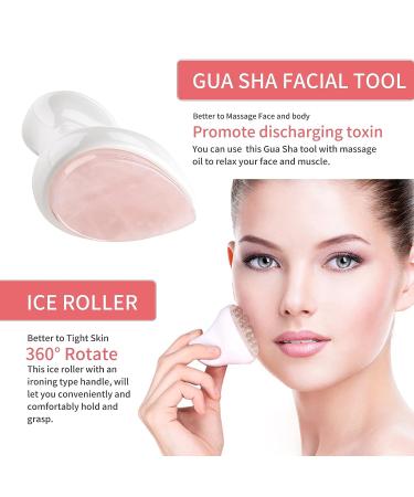 BEAUTYFACTOR Jade Roller & Gua Sha Set - Facial Tools for Puffiness Relief, Skin Tightening & Wrinkle Reduction - Pink - Buy Online on GoSupps.com