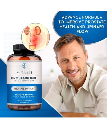 VITASEI Prostabionic Prostate Supplements with Saw Palmetto, Bio-quercetin, Pygeum Africanum - 60 Capsules - Supports Better Bladder Health, Promotes Sleep, Reduce Bathroom Trips for Men - Buy Online on GoSupps.com