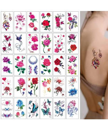 Temporary Tattoos - Flower, Butterfly, Words & Lines Designs for Men and Women - 60 Sheets - Buy Online on GoSupps.com