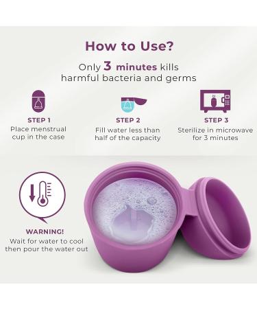 Reusable Silicone Menstrual Cup Case & Sterilizer - EcoBlossom Portable Cleaner & Microwave Steamer - Purple - Buy Online on GoSupps.com