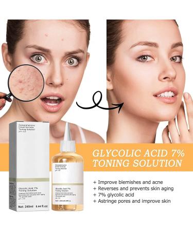 Glycolic Acid 7% Toning Solution Hydrating Toner for Face Glycolic Acid Skin Toner Smoothing Face Toner Facial Exfoliation for Blemishes and Acne Facial Moisturizer-Repair Damage Skin (240ml) - Buy Online on GoSupps.com