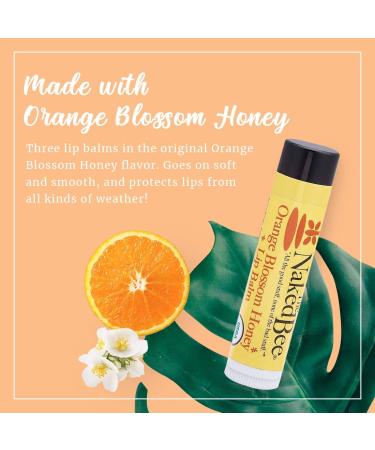 The Naked Bee Organic Orange Blossom Honey Lip Balm 3 Pack - 0.15 Ounce x 3 - Buy Online on GoSupps.com
