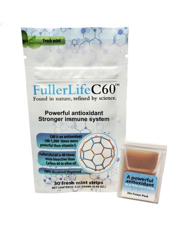 Carbon 60 Antioxidant Dissolvable Strips | Immunity Booster | Pure 99.99% C60 Solvent Free | Not C60 in Olive Oil | Fully Dissolved & Dispersed Solubilized C60