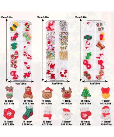 Christmas Nail Charms 3 Boxes Cute Snowman Santa Claus Xmas Tree Elk Bells 3D Christmas Nail Art Charms Flower Heart Bow Nail Rhinestones Pearls Caviar Beads Nail Studs with Tweezer & Picker Pen - Buy Online on GoSupps.com