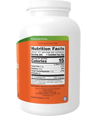 Now Foods Organic Chlorella Powder 1 lb - Pure Superfood for Health - Buy Online on GoSupps.com