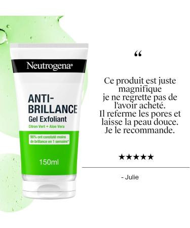 Neutrogena Gel Exfoliant Anti-Brillance (tube de 150 ml) Exfoliant pour le visage au citron vert et aloe vera 96% ont constat moins de brillance en 1 semaine 150 ml (Lot de 1) Exfoliant Anti-Brillance pour le visage au citron vert et aloe vera - Buy Online on GoSupps.com