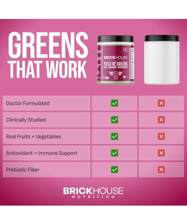 BRICKHOUSE NUTRITION Field of Greens Super Greens Powder | Doctor-Formulated Superfood Powder, Fruits & Veggies Supplement - Wildberry (Single Pack) - Buy Online on GoSupps.com