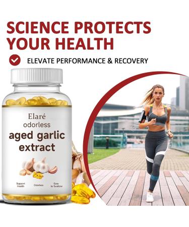 Elare 2026 Upgraded Aged Garlic Extract - 7500mg Odorless Organic Garlic Vegetarian Non-GMO All-Natural Softgels 2-Year Matured for Antioxidant Wellness (1) - Buy Online on GoSupps.com