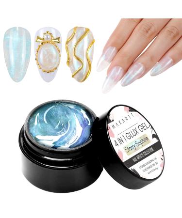 Makartt Solid Builder Gel for Nails 4 in 1 Nail Extension Gel 3D Gel Sculpting Strong Nail Glue for Acrylic Nails Nail Rhinestone Glue Gel Hard Gel Nail Lamp Required Starry Saphire