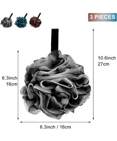 Loofah Body Scrubber 3 Pack - Exfoliating Mesh Pouf Shower Sponge for Women and Men - Buy Online on GoSupps.com