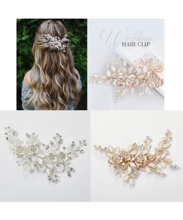 Smavles Wedding Hair Clipping Strass - Bridal Accessories - Silver & Rose Gold Flower Crystal Headdress for Women & Girls - Buy Online on GoSupps.com