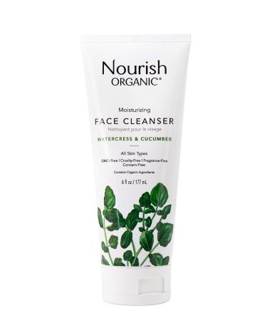 Nourish Organic | Moisturizing Face Cleanser - Watercress & Cucumber | GMO-Free, Cruelty Free, 100% Vegan (6oz)