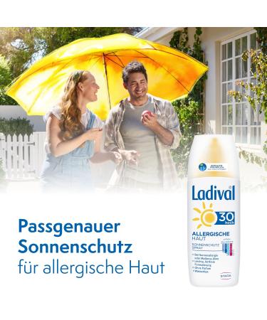 Buy Ladival Allergic Skin Sunscreen Spray LSF 30 | Perfume-Free & Waterproof | 150 ml - Ideal for Allergy Sufferers - Buy Online on GoSupps.com