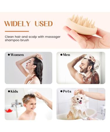 Silicone Scalp Massager Shampoo Brush for Wet & Dry Hair Care | Exfoliating Shower Brush for Dandruff Removal & Hair Growth - Beige - Buy Online on GoSupps.com