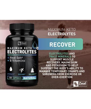 Keto Electrolyte Supplement - 120 Capsules with Real Salt, B Vitamins, Magnesium, and Potassium - Buy Online on GoSupps.com