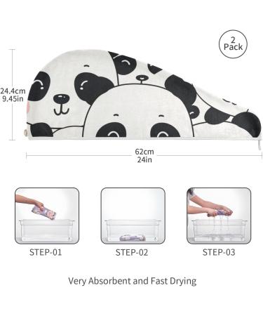 Small Funny Panda Hair Towel 2 Pack | Super Absorbent Quick Dry Hair Turbans for Women & Girls - Buy Online on GoSupps.com