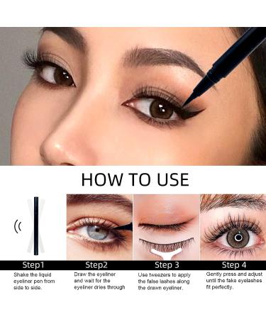 Anohuyho Magic Eyeliner Kit with 3 Pairs of False Eyelashes - Natural Look, 2-in-1 Eyeliner, Rose Gold Tweezers | Lash Extension Supplies - Buy Online on GoSupps.com