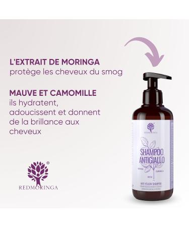 Organic Anti-Yellowing Shampoo | New 3X more effective formula | Toning for blonde bleached or white hair - Natural 99.5% without SLS or ASL - With Moringa Mallow and Chamomile - 250 ml - Buy Online on GoSupps.com