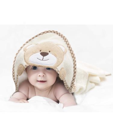 All Kids United Baby towel with hood made of 100% cotton eco-tex 100 I hooded towel for babies and children I 76 x 76 cm frote cauch towel baby bath towel beige