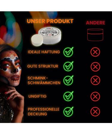  Festicy Festicy Professional theatre makeup white 40 g with mushrooms | Carnival makeup 2025 EN 71-3 & REACH | White makeup for at l - Buy Online on GoSupps.com