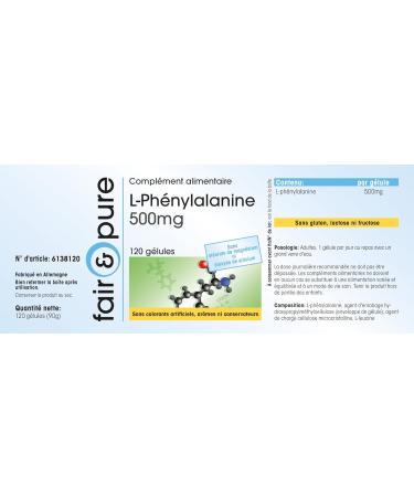 Fair & Pure - L-Phenylalanine 500mg - vegan - 120 capsules - Buy Online on GoSupps.com