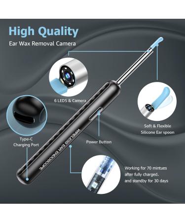 1080P Wireless Otoscope for Ear Wax Removal - WiFi Ear Cleaner Camera with 6 LED Lights - Ideal for Adults, Kids, and Pets - Black - Buy Online on GoSupps.com