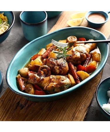Dinnerware Set Kitchen and Dining Soup Plate - Creative Blue Oval Ceramic Dishware Dishes Household Dishes Dish Large Fish Plate Western Dish 12 Inch Deep Dish EUR - Buy Online on GoSupps.com