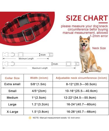 Unique Style Paws Adjustable Dog Collar - Soft & Comfortable Red Plaid Gift for Small & Medium Dogs - Buy Online on GoSupps.com